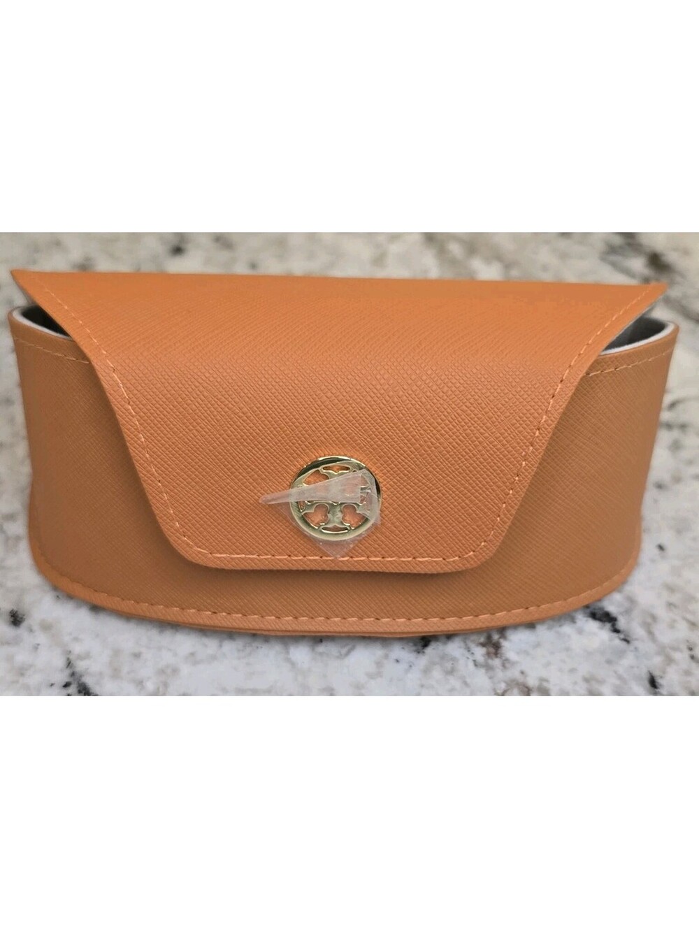 Tory Burch Sunglass/Reading Glasses Case Orange Leather Magnetic Snap Closure